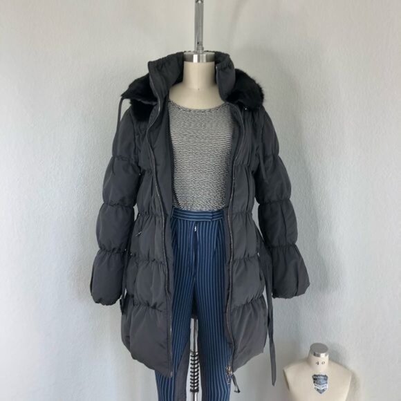 PRADA Down Puffer Belted Coat Raccoon Fur Hood Jacket - Picture 16 of 16